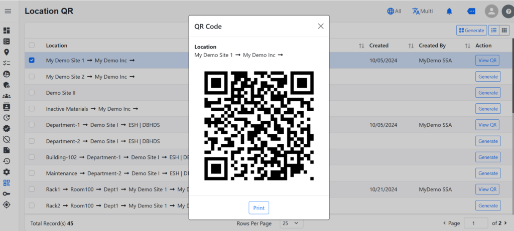 Location qr scan